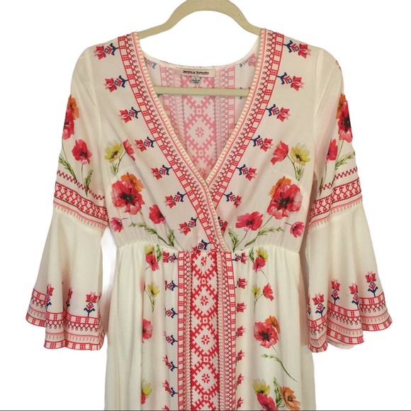 JEALOUS TOMATO Floral Midi DRESS S Bell Poppies - Picture 5 of 12